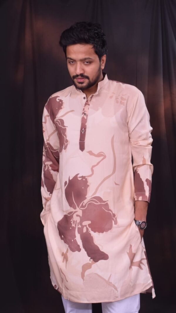 Pure heavy Rayon  Digital Printed kurta + Pure Cotton Pant - Pajama - Image 2