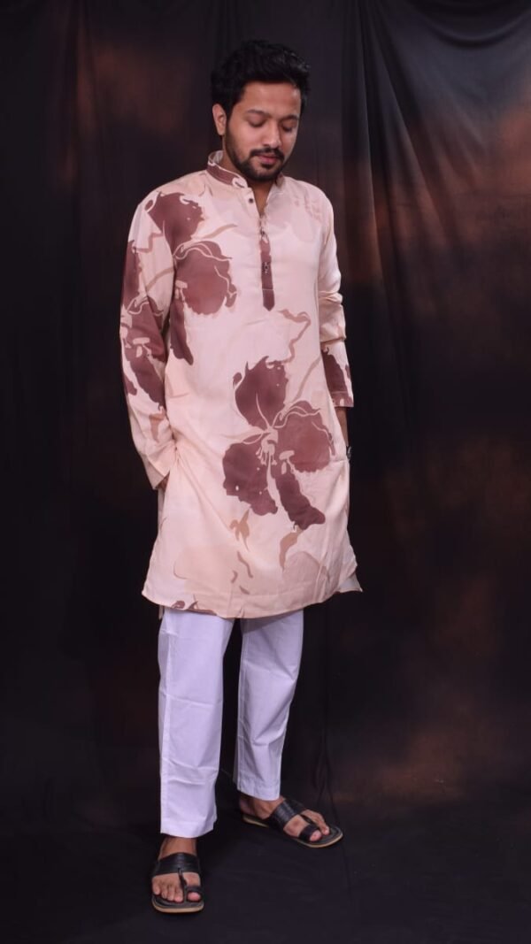 Pure heavy Rayon  Digital Printed kurta + Pure Cotton Pant - Pajama - Image 5