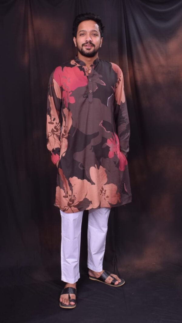 Pure Heavy Rayon  Digital Printed kurta + Pure Cotton Pant - pajama - Image 2