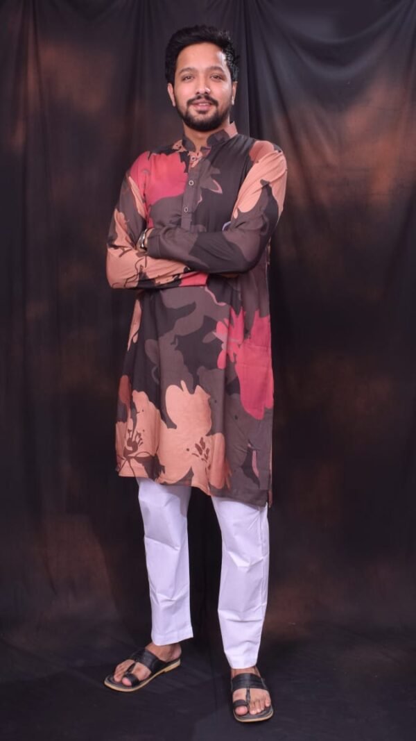 Pure Heavy Rayon  Digital Printed kurta + Pure Cotton Pant - pajama - Image 5