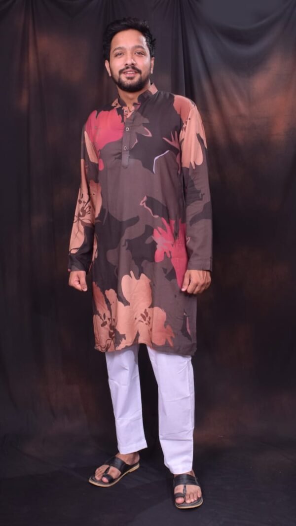 Pure Heavy Rayon  Digital Printed kurta + Pure Cotton Pant - pajama - Image 3